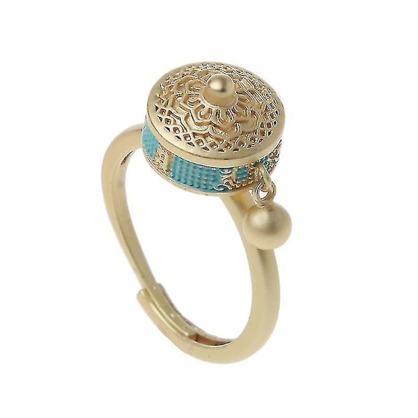 Roterande Ringar Buddhistisk Tibetansk Bönkvarnsring Om Mantra Fingerring Lycka Lotus Blommig Emalj Roterande Ring Band B