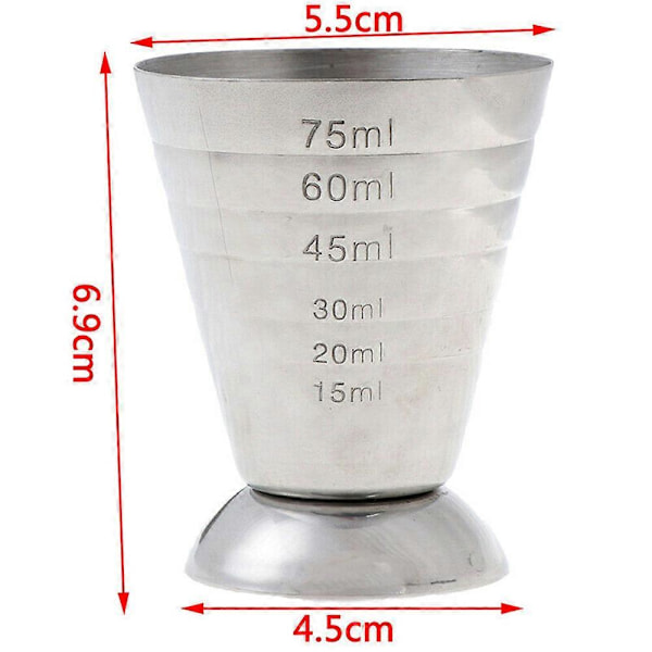 75ml Mätkopp Jigger Shot i Rostfritt Stål Drink Spirit Blandad Cocktail Bägare