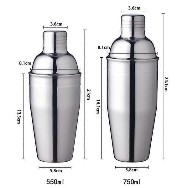 Cocktail Shaker Sett - Rustfritt stål Sølv 7 deler