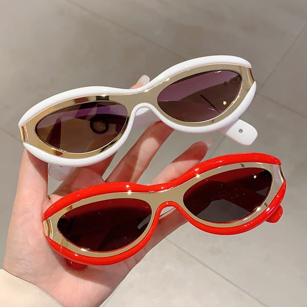 Vintage Fashion Cat Eye Y2K Uudet aurinkolasit Leopard print frame double tea piece