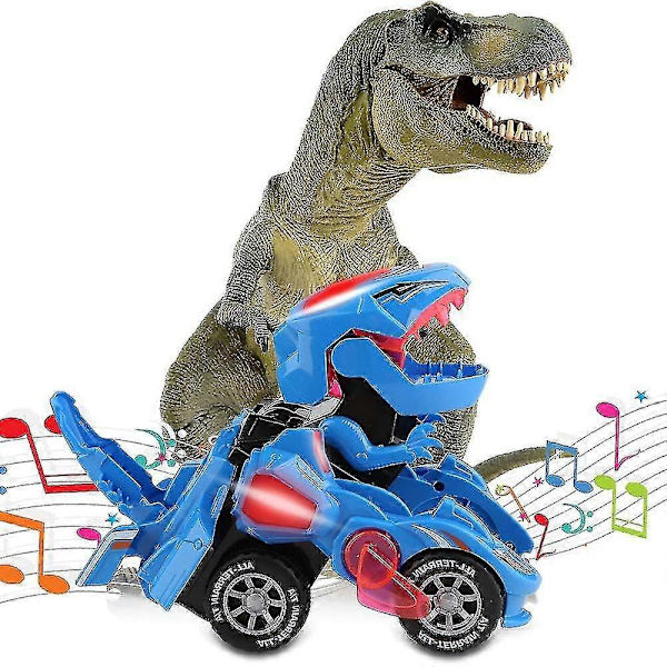 Transformerande dinosauriefordon leksak Transformerande dinosauriebil, Automatisk transformerande dinosauriebil Blue