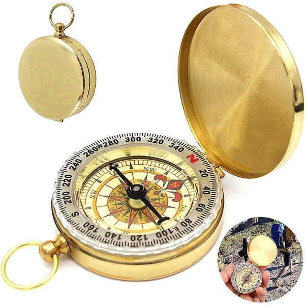 Kompass, bærbart kompass, lommekompass, utendørs kompass, med lysende tall og deksel Utendørs navigasjonsverktøy, for reise, fotturer, utforskning
