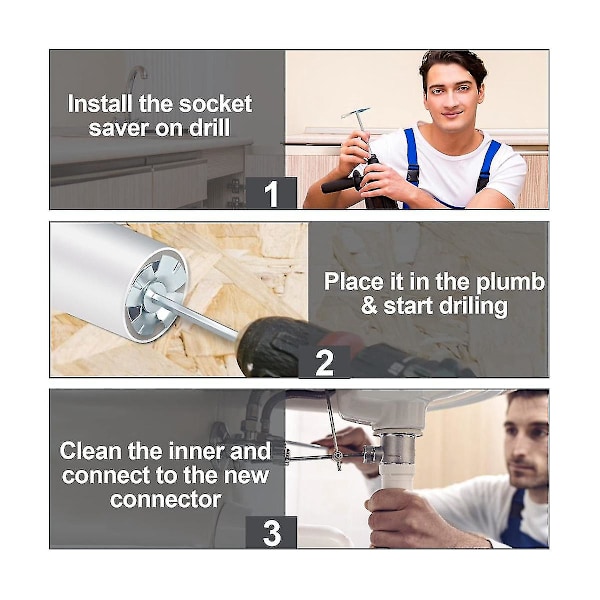 2 tommer PVC-rør fittingsbesparende bit-socket-besparende, 1/2 tommer hastighedsbor, bit-fitting-besparende Insi
