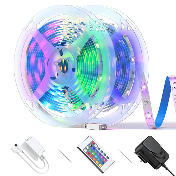 LTTENY 5m LED-lysstripe, fjernkontroll RGB lysstripe