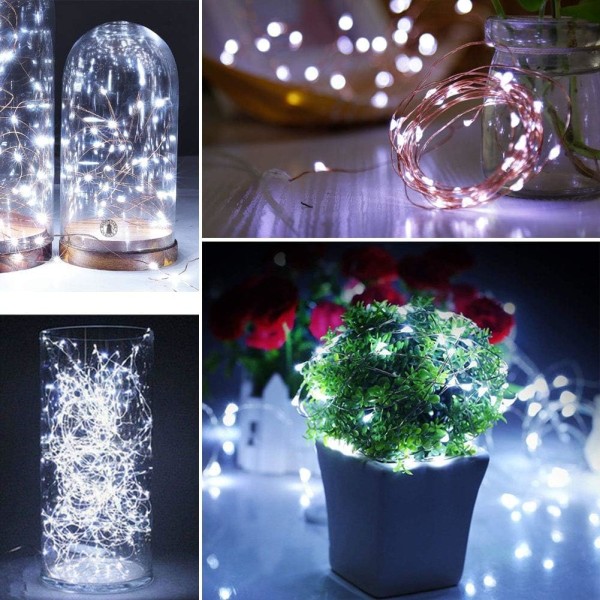 2 Sets Battery Operated Fairy Lights, 33 Feet 100 LED String Lights, Remote Control Timer, 8 Modes, 10 Meter White