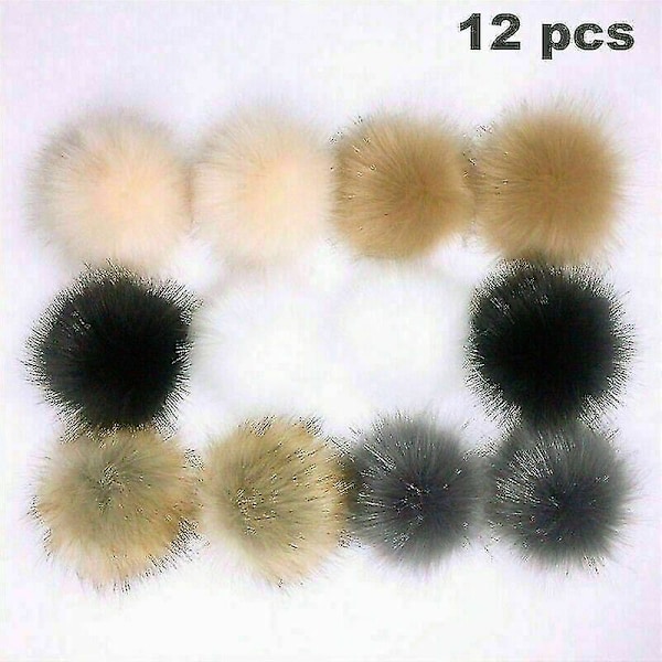 12 stk/pakke 10 cm DIY Pompom-baller Kunstig pelskule for Pompom-luer Tilbehør Ny B