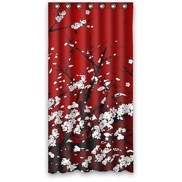 Japan Oriental Cherry Red Shower Curtain Bathroom Decor Curtain 90x180 Cm E---12869
