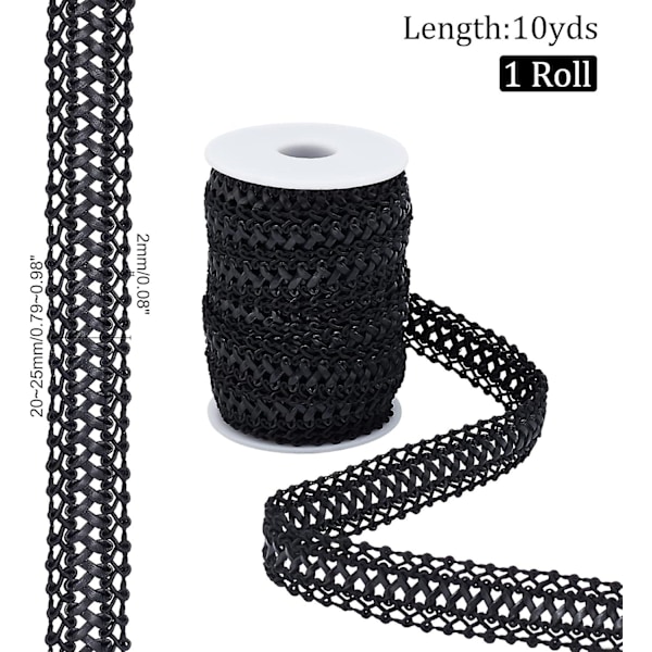 10 Yards Grimp Flätad Kantband - PU-Läder Vävd Kantband för DIY-Hantverk