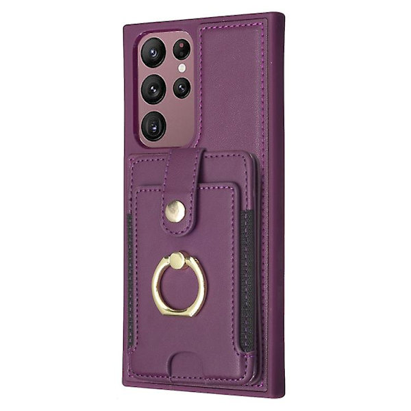 Mobiltelefonetui til Samsung Galaxy S22 Ultra 5g Bf27 Metal Ring Kortlomme Holder Dark Purple
