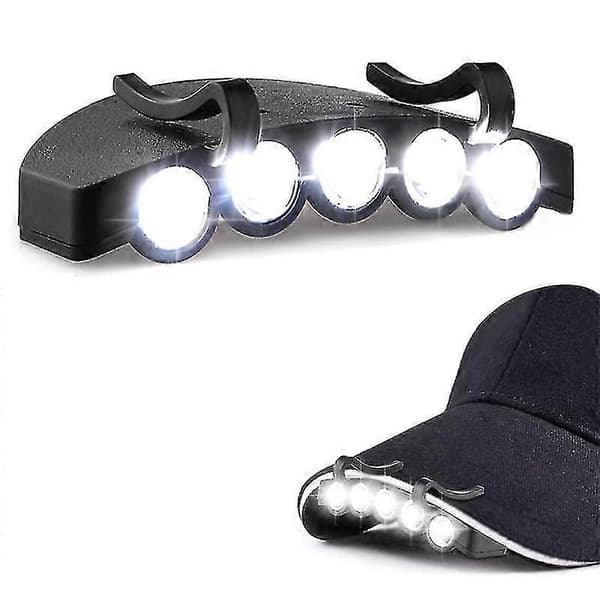 5LED Klipshette Lys Hatt Lys Hatt Lys Fiskehodelykt Nattfiskelys Med Batteri