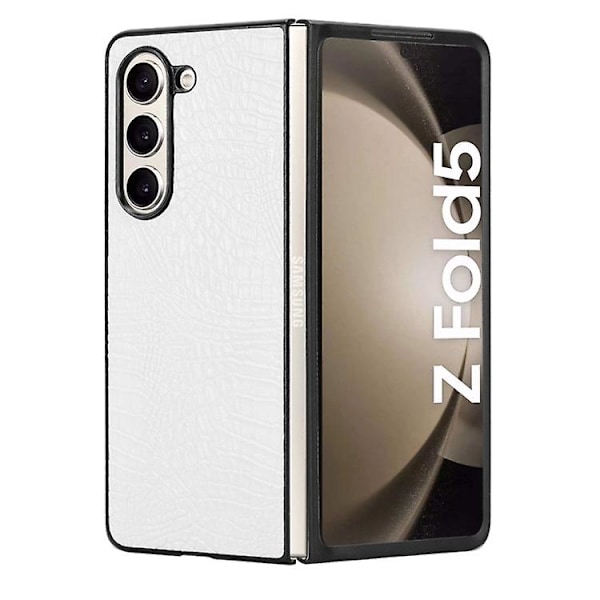 Til Samsung Galaxy Z Fold5 Krokodilleskindsmønstret Bagcover Mobiltelefonetui White