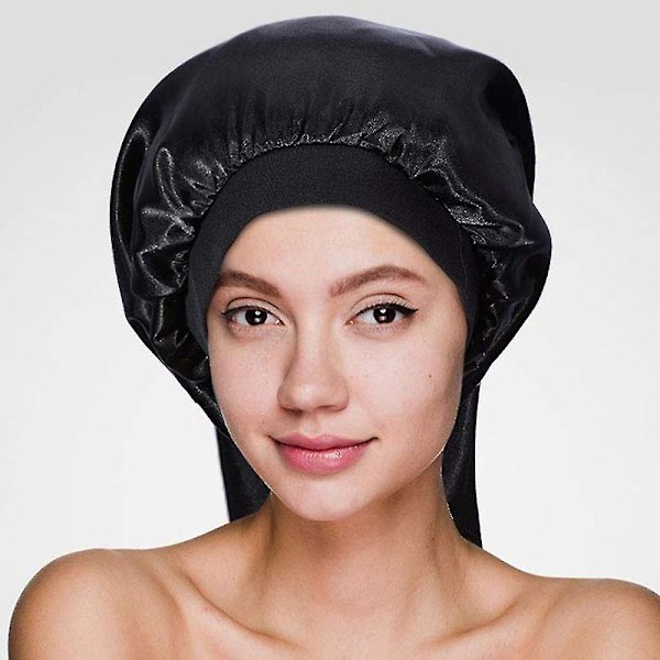 Lang Satin Søvnhat Langt Hår Bonnet Løst Søvnhat Med Blødt Elastisk Bånd Til Kvinder Dreadlocks Krøllet Hår