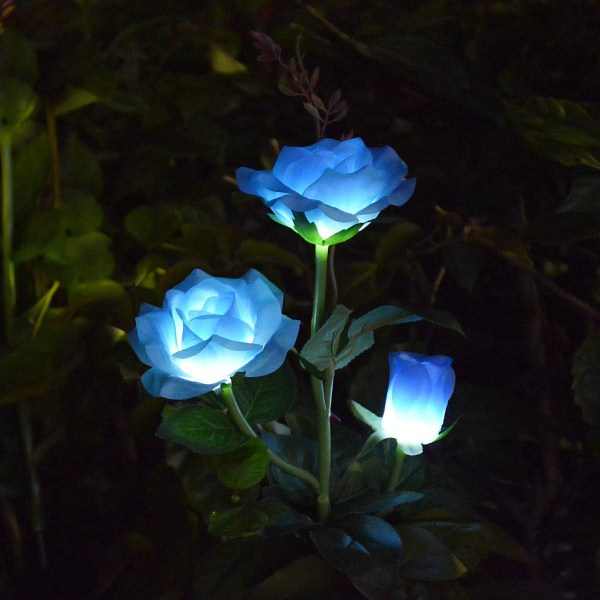 LED-ruusu aurinkokukkavalot ulkona koristeelliset puutarhavalot puutarhapihalle hautamaljakko kukkakoristelu sininen Blue