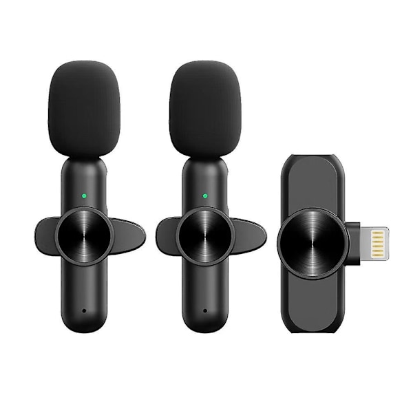 2-pak trådløs lavaliermikrofon, plug and play professionel mini trådløs lavaliermikrofon, trådløs mikrofon til vlogging live-udsendelse D