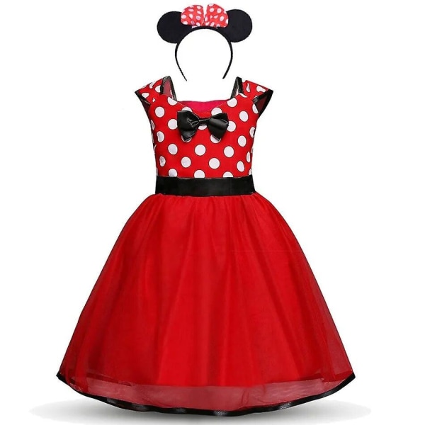 2024 cos 1-6 år Babypige Mickey Pettiskirt Børn Sommertøj Børn Minnie Polka Dot Dress Piger Fødselsdagsfest Julekostume Minnie Dress B 5T