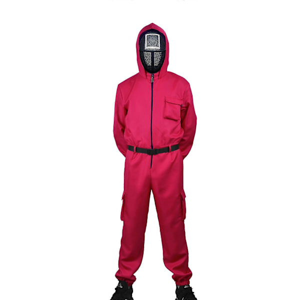 Barn Squid Game Jumpsuit Kostym Set L  130-140CM with square mask