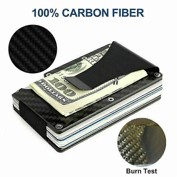 RFID Blokerende Carbon Fiber Minimalistisk Ridge Pengeclips Forlomme Mænds Tegnebog CSV