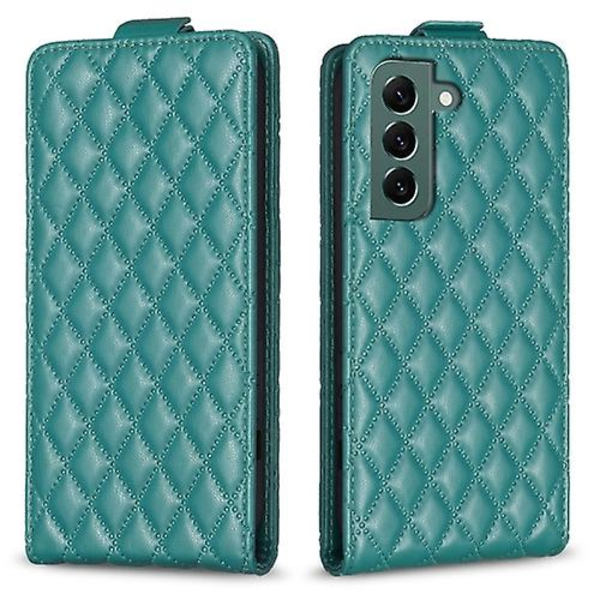 Mobiltelefonskal i läder med vertikalt flipp för Samsung Galaxy S22+ 5g Diamond Lattice Green