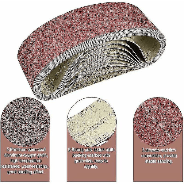 30 Slipebånd, 75 x 533mm Klut Slipebånd 40/60/80/120/180/240 Korn Aluminiumoksid Slipepapir Bånd Kraftfil for Bosch Cisea Bånd S