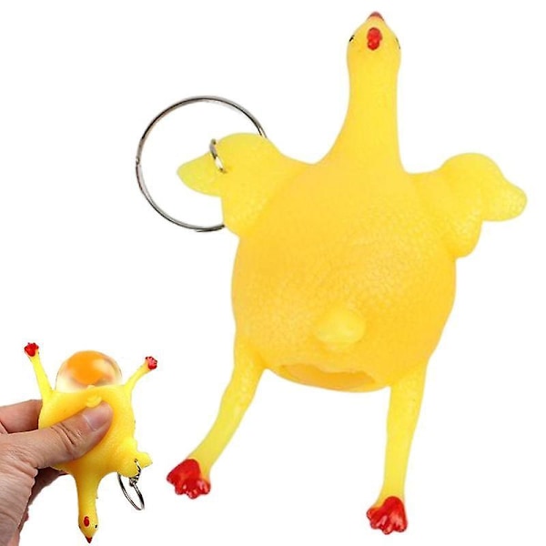 Sød kylling æglæggende høns overfyldt stressbold nøglering kreativ sjov spoof tricky gadgets legetøj kylling nøglering nøglekæder   Fingerfærdighedsspil