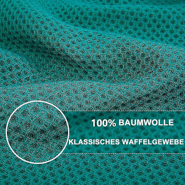 6-pak 100% Bomulls Terry Kjøkkenhåndklær Dish Clean Hengeøgle Blue-green 34*34cm