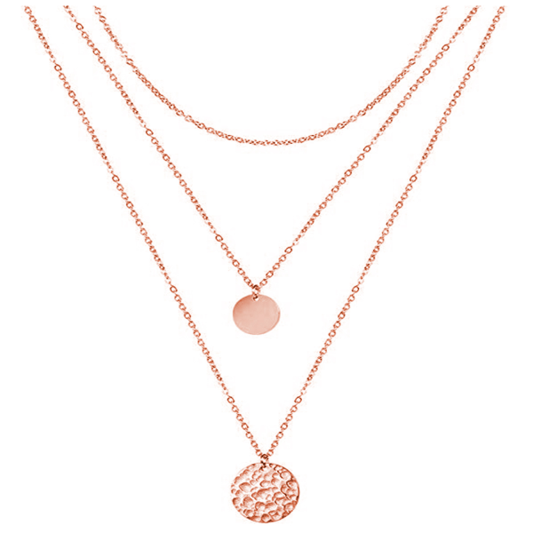 Dainty Disc Chokers Necklace Layered Circle Necklace Bar Pendant Necklace 14K Plated Necklace for Women - Rose Gold Rose Gold