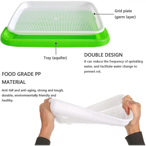 Frøspiringsskuffe, Spirebakke, Spirekasse, Grobakker, Minidrivhus til Spireformering, Frøplastbakke til Have, Balkon, Kontor