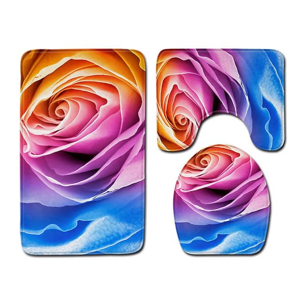 3-pack halkfri badrumsmatta, badrumsmatta, kontur, toalettlock, set, hem, badrum