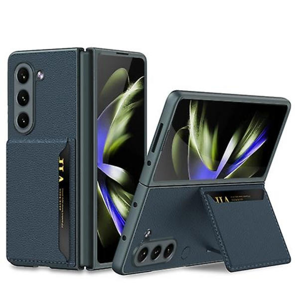 Til Samsung Galaxy Z Fold5 Gkk Ultra-tyndt Læder Mobiltelefon Cover Med Kortlommer Green