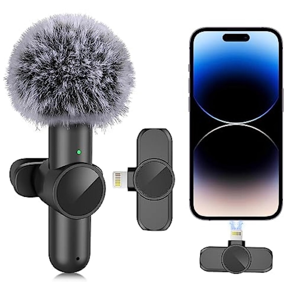 2-pak trådløs lavaliermikrofon, plug and play professionel mini trådløs lavaliermikrofon, trådløs mikrofon til vlogging live-udsendelse D