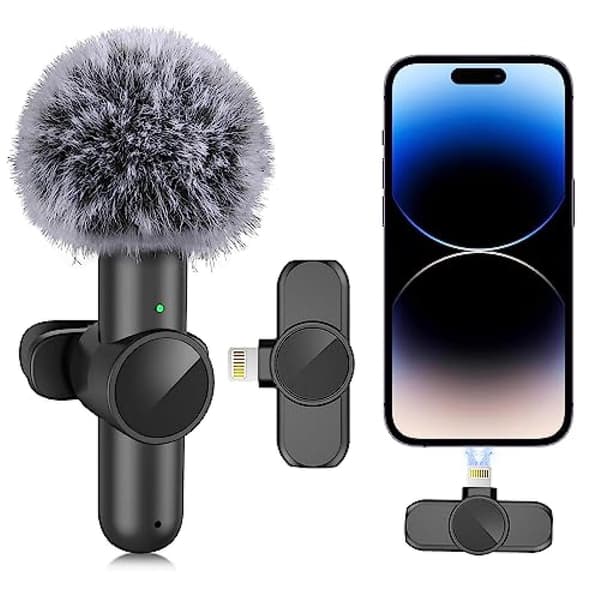 2-pak trådløs lavaliermikrofon, plug and play professionel mini trådløs lavaliermikrofon, trådløs mikrofon til vlogging live-udsendelse E