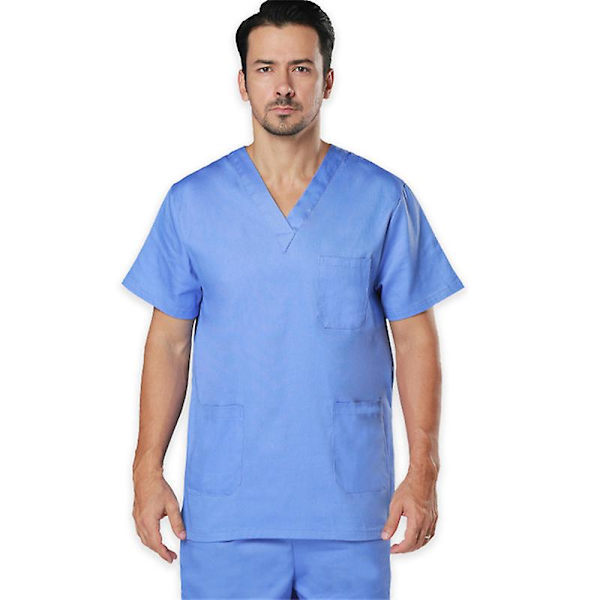 Skrubbkläder för män, medicinska kläder, set med topp och byxor sky blue xxxl