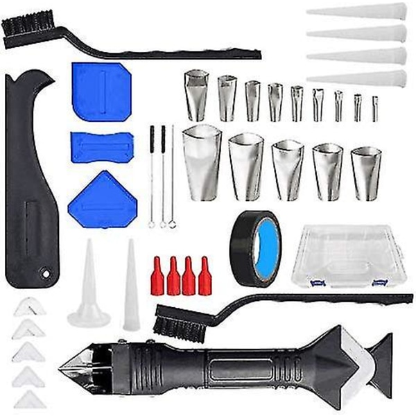 41 Piece 3 In 1 Silicone Caulking Sealant Tool Set, Joint Smoothers Rremovals For Kitchen Bathroom Window Sink, Grout Scraper Nozzle Kit