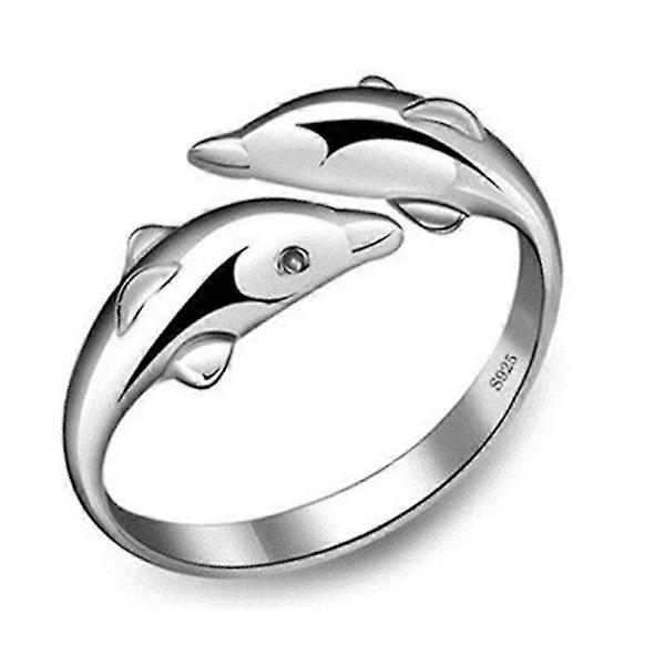 Ringar Kvinnor Söt Delfin Justerbar Fingeröppning Pack of 2 -