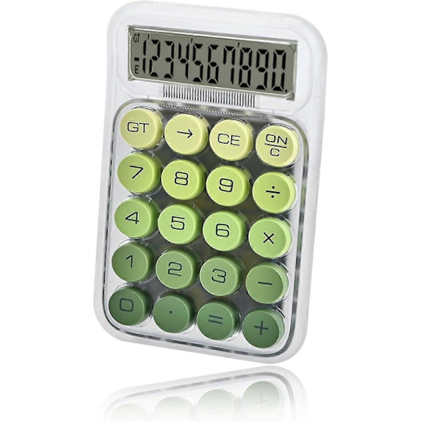 Skrivebordsregnemaskiner, Gradient Farge Mekanisk Stor LCD-Kalkulator, Store Knapper 10 Siffer, Enkel Grunnleggende Skrivebordsregnemaskin Green