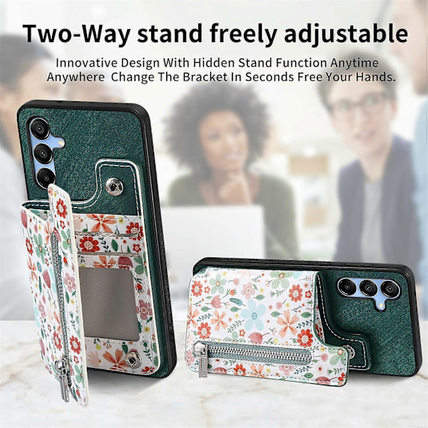 Fodral för Samsung Galaxy A16 5G/A16 4G med Mönster, Stativ, Plånbok, Läder + TPU, RFID-Blockering Black