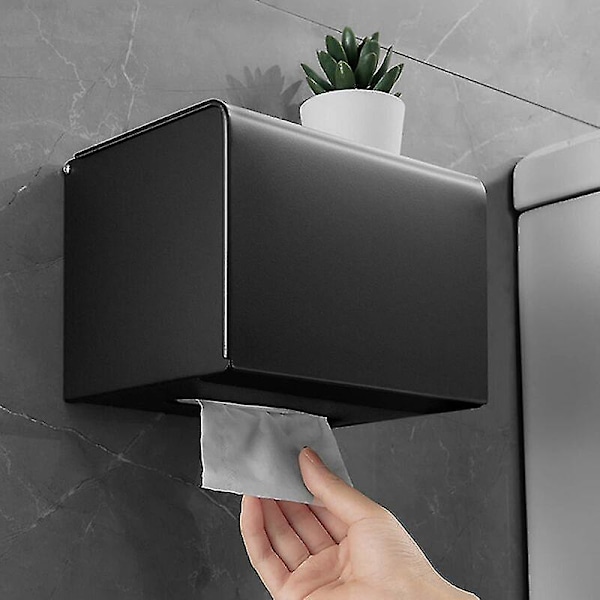 Seinälle kiinnitettävä WC-paperiteline, vedenpitävä ja pölytiivis, paperiteline ja paperirullateline, mattamusta 20*13*12.5 cm