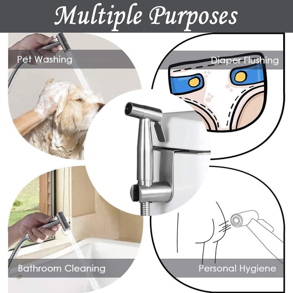 Toilet Bidet Sprayer And Stainless Steel Toilet Bidet Sprayer Bidet Sprayer Kit Easy To Install With 1.5m Spring Shower Hose And Hook