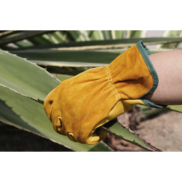 Leather Work Gloves Heavy Duty Cowhide Gardening Gloves for Wood Cutting/Construction/Truck Driving/Garden/Yard Work for Men Women 1 Pair S