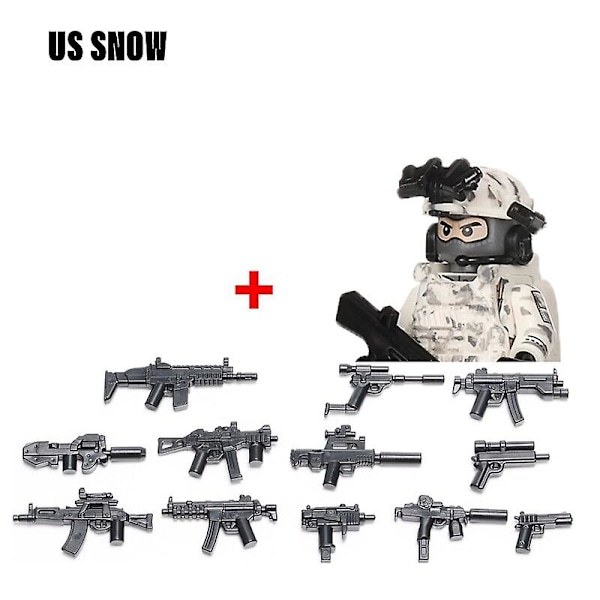 Militær Byggeklodser Soldat Figurer Gaver Legetøj Våben Pistoler Specialstyrker SWAT Arm Vest Hjelm Eksplosionssikker Beklædning MOC   Fingerfærdighedsspil US SNOW--1PCS