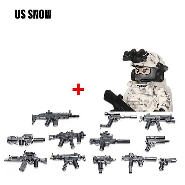 Militära byggklossar Soldatfigurer Gåvor Leksaker Vapen Gevär Special Force SWAT Arméväst Hjälm Explosionssäkra kläder MOC   Fingerfärdighetsspel US SNOW--1PCS