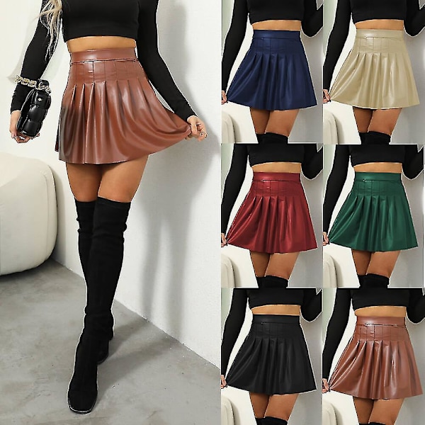 Womens Skirt Pleated Skirt Skirt Pu Skirt Sexy Nightclub