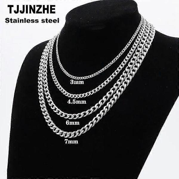 Kvindernes Mænds Halskæde Rustfrit Stål Curb Cuban Link NK Kæde Sølvfarvet Basic Punk Mand Choker Smykker Gave-40cm Længde-NK 6MM-Produktkode 34081