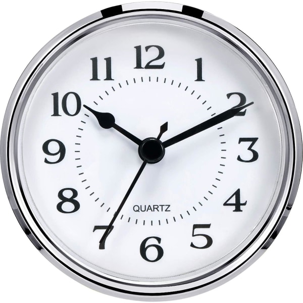 3-1/2 Inch (90 Mm) Quartz Clock Fit-up/insert With Arabic Numeral, Quartz Movement (silver Rim)