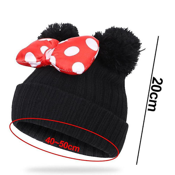 Vintermössa för småbarn med dubbla pompom i stickad ull black