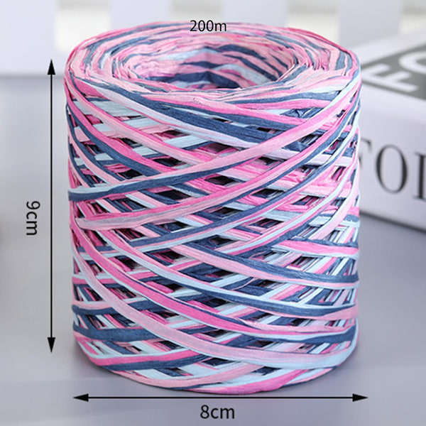 1 rulla paperinarua kierrätettävä DIY kirkas tekstuuri käsin neulottu kääre Raffia olki festivaalille Light Sky Blue
