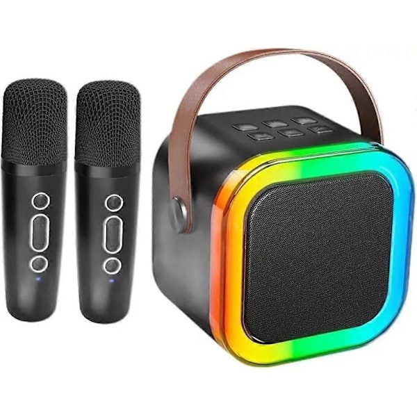 Mini Karaoke Maskin, Mini Karaoke Maskin med 1/2 Trådlösa Mikrofoner black 2 microphones