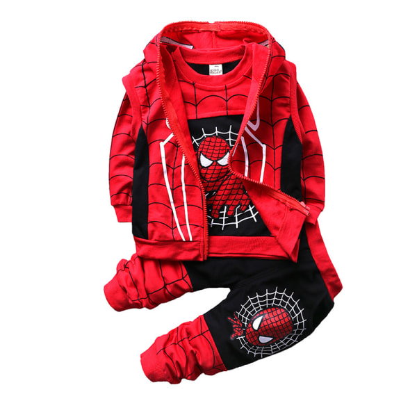 Children's Spider-Man zipper sweatshirt autumn and winter three-piece suit 80 Black