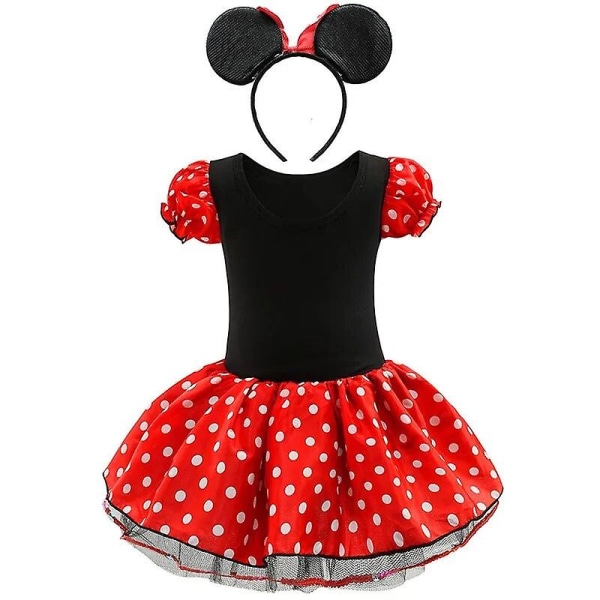 2024 cos 1-6 år Babypige Mickey Pettiskirt Børn Sommertøj Børn Minnie Polka Dot Dress Piger Fødselsdagsfest Julekostume Minnie Dress C Red 2T