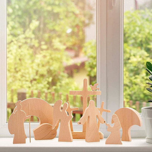 Påsk Scen Trä Dekoration Påsk Dekor Trä Kors Uppståndelse Scen Dekor Trä Nativity